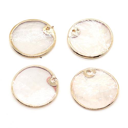 Shell Pendants, with Brass, Flat Round, gold color plated, DIY & different size for choice, Sold By PC