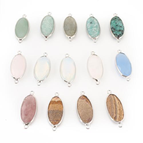 Edelstein-Connector, Edelstein, mit Messing, flachoval, DIY, keine, 27x12x5mm, verkauft von PC