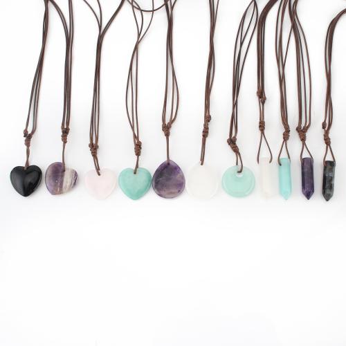 Полудрагоценный камень Ожерелье, с Восковой шнур, Мужская & разные стили для выбора, длина:Приблизительно 47 см, продается PC