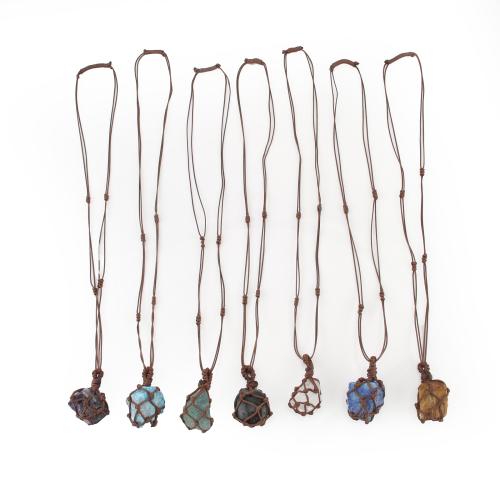 Полудрагоценный камень Ожерелье, с Восковой шнур, Нерегулярные, Мужская & разные стили для выбора, длина:Приблизительно 43 см, продается PC