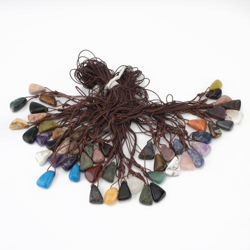 Полудрагоценный камень Ожерелье, с Восковой шнур, Мужская & разные стили для выбора, длина:Приблизительно 43-47 см, продается PC