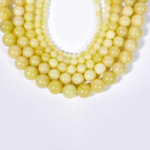 Abalorios de Jade, Jade de Limón, Esférico, pulido, Bricolaje & diverso tamaño para la opción, amarillo, Vendido por Sarta