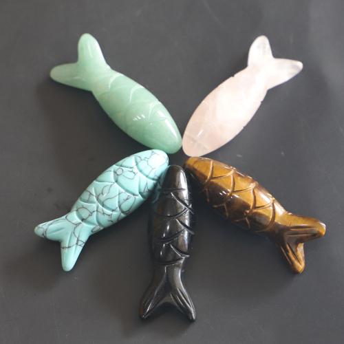 Ювелирные подвески из драгоценных камней, Полудрагоценный камень, Рыба, резной, DIY & различные материалы для выбора, 40x14x12mm, отверстие:Приблизительно 2mm, продается PC