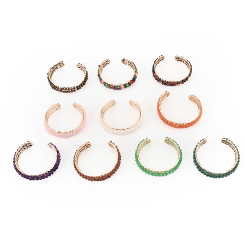 Gemstone Cuff Bangle, with Brass, plated, fashion jewelry & for woman, more colors for choice, 54x69x14mm, Sold By PC