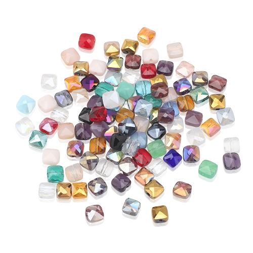 Kristall-Perlen, Kristall, Quadrat, plattiert, DIY & facettierte, mehrere Farben vorhanden, 6mm, 50PCs/Tasche, verkauft von Tasche
