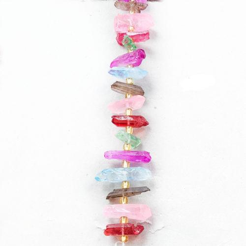 Natürlicher Quarz Perlen Schmuck, Geometrisches Muster, poliert, Farbverlauf & DIY, mehrere Farben vorhanden, beads size 7-11mm, verkauft von Strang
