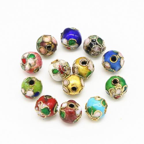 Cloisonne Beads, Brass, Round, DIY, more colors for choice, 8mm, Sold By PC