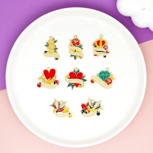 Tibetan Style émail Pendants, alliage de zinc, Placage de couleur d'or, Bijoux Fête des Mères & DIY & styles différents pour le choix, 10PC/sac, Vendu par sac