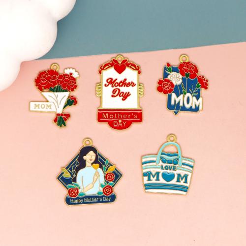 Tibetan Style émail Pendants, alliage de zinc, Placage de couleur d'or, Bijoux Fête des Mères & DIY & styles différents pour le choix, 10PC/sac, Vendu par sac