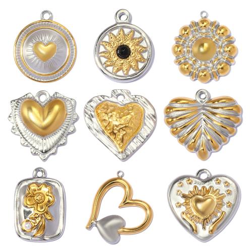 Ювелирные подвески из нержавеющей стали, Нержавеющая сталь 304, с ABS пластик жемчужина & Полудрагоценный камень, Другое покрытие, DIY & разные стили для выбора & эмаль, 3ПК/сумка, продается сумка