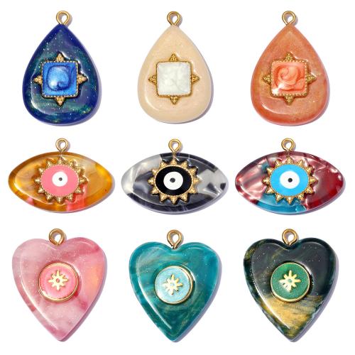 Resin Pendant, 304 Stainless Steel, with Resin, plated, DIY & different styles for choice & enamel, 3PCs/Bag, Sold By Bag