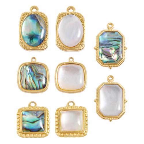 Shell Pendants, 304 Stainless Steel, with Shell, Geometrical Pattern, plated, DIY & different styles for choice, 10PCs/Bag, Sold By Bag