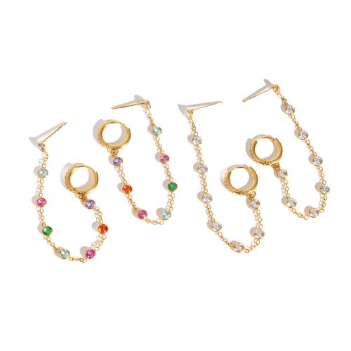 Boucle d'oreille goutte inox, acier inoxydable, Placage, bijoux de mode & pour femme & avec strass, plus de couleurs à choisir, 12.50x44.10mm, Vendu par paire