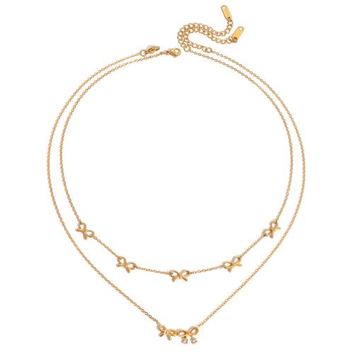 Collier de bijoux en acier inoxydable, Plaqué or 18K, bijoux de mode & styles différents pour le choix & pour femme & avec zircone cubique, plus de couleurs à choisir, Vendu par brin
