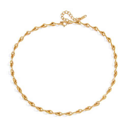 Collier de bijoux en acier inoxydable, Plaqué or 18K, bijoux de mode & pour femme, 5.10mm, Vendu par Environ 40 cm brin