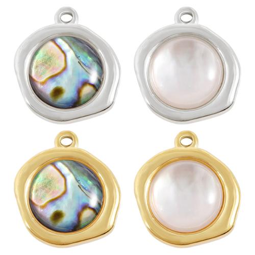 Stainless Steel Pendants, 304 Stainless Steel, with Shell, plated, DIY, more colors for choice, 16x18mm, 10PCs/Bag, Sold By Bag
