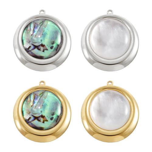 Stainless Steel Pendants, 304 Stainless Steel, with Shell, plated, DIY, more colors for choice, 24x26mm, 10PCs/Bag, Sold By Bag
