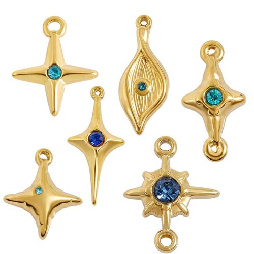 Stainless Steel Pendants, 304 Stainless Steel, plated, DIY & different styles for choice & with rhinestone, 10PCs/Bag, Sold By Bag