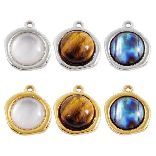 Stainless Steel Pendants, 304 Stainless Steel, with Shell, plated, DIY, more colors for choice, 10PCs/Bag, Sold By Bag