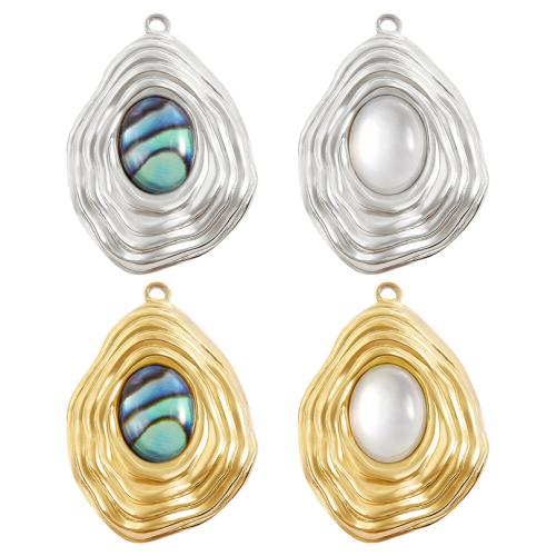 Stainless Steel Pendants, 304 Stainless Steel, with Shell, plated, DIY, more colors for choice, 10PCs/Bag, Sold By Bag