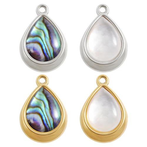 Stainless Steel Pendants, 304 Stainless Steel, with Shell, Teardrop, plated, DIY, more colors for choice, 10PCs/Bag, Sold By Bag