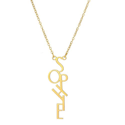 Acier inoxydable 304 collier, avec 5cm chaînes de rallonge, Lettre d’alphabet, Placage, bijoux de mode & pour femme, plus de couleurs à choisir, Longueur:Environ 41 cm, Vendu par PC
