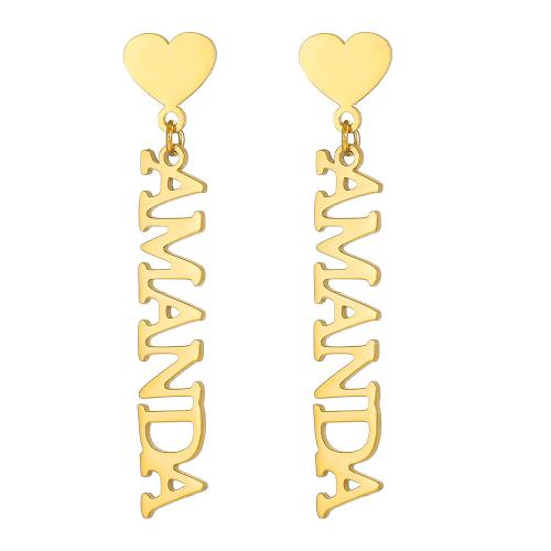 Acier inoxydable 304 Boucle d'oreille goutte, Lettre d’alphabet, bijoux de mode & pour femme, plus de couleurs à choisir, 7.30x50mm, Vendu par paire