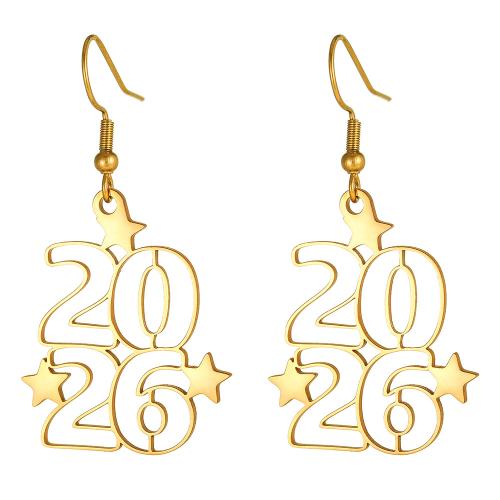 Acier inoxydable 304 Boucle d'oreille goutte, numéro, pour femme & creux, plus de couleurs à choisir, 25x28mm, Vendu par paire