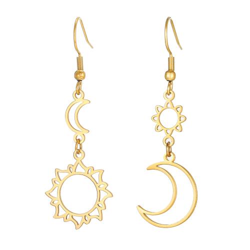 acero inoxidable 304 Pendientes asimétricos, chapado, para mujer & hueco, más colores para la opción, 20x50mm, Vendido por Par