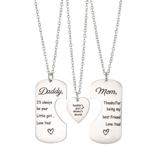 Acier inoxydable 304 Collier puzzle, coeur, unisexe & avec le motif de lettre, couleur originale, Longueur:Environ 45 cm, Vendu par fixé