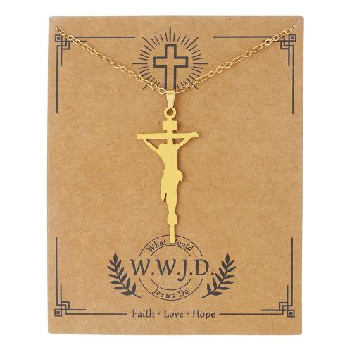 Acier inoxydable 304 collier, avec 5cm chaînes de rallonge, croix, unisexe & styles différents pour le choix, Longueur:Environ 45 cm, Vendu par PC