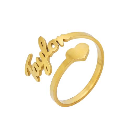 Acier inoxydable 304 Cuff Bague, Lettre d’alphabet, styles différents pour le choix & pour femme, Taille:8, Vendu par PC