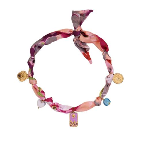 304 Stainless Steel Necklace, with Polyester, plated, fashion jewelry & for woman, more colors for choice, Length:Approx 40 cm, Sold By PC