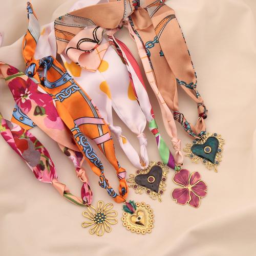 304 Stainless Steel Necklace, with Polyester, Vacuum Ion Plating, fashion jewelry & for woman & enamel, more colors for choice, Length:Approx 80 cm, Sold By PC