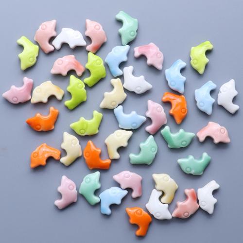 Perles bijoux en porcelaine, dauphin, DIY, plus de couleurs à choisir, 16.10x11.80x6.30mm, Trou:Environ 2.5mm, 100PC/lot, Vendu par lot