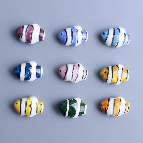 Perles bijoux en porcelaine, poisson, DIY, plus de couleurs à choisir, 19.10x13.50x8.50mm, Trou:Environ 2.5mm, 100PC/sac, Vendu par sac