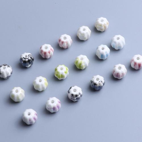 Perles bijoux en porcelaine, Citrouille, DIY, plus de couleurs à choisir, 12x13.30mm, Trou:Environ 3mm, 100PC/sac, Vendu par sac