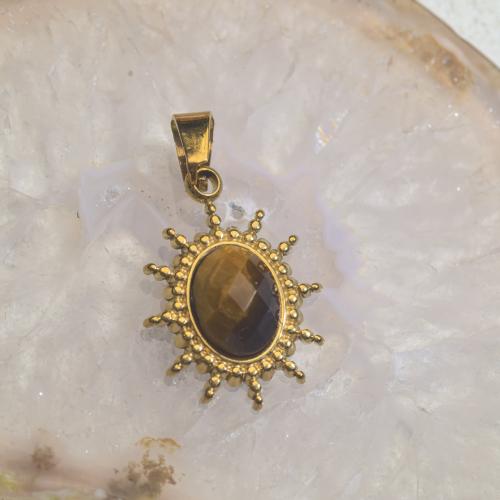 Bijoux Pendentifs en pierres gemmes, Acier inoxydable 304, avec pierre gemme, Placage de couleur d'or, DIY & différents matériaux pour le choix & facettes, 10x15mm, Vendu par PC