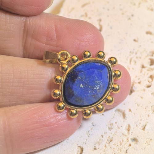 Bijoux Pendentifs en pierres gemmes, Acier inoxydable 304, avec pierre gemme, Placage de couleur d'or, DIY & différents matériaux pour le choix & facettes, 20x15mm, Vendu par PC