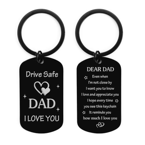 304 Stainless Steel Key Clasp, plated, laser pattern & with letter pattern & for man & double-sided, black, 80x30mm, Sold By PC