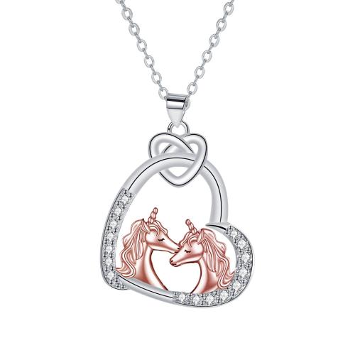 Латунь Ожерелье, с 5cm наполнитель цепи, Сердце, Другое покрытие, День матери ювелирные изделия & инкрустированное микро кубического циркония & Женский, длина:Приблизительно 45 см, продается PC