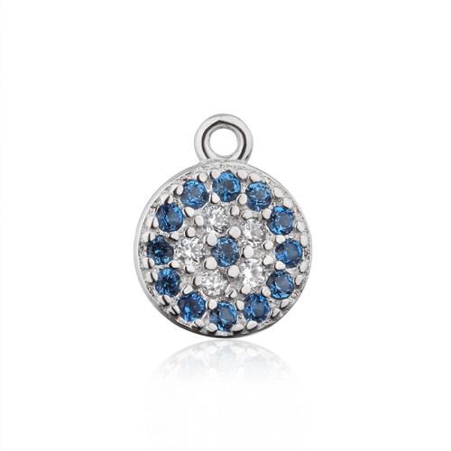 Zircon cubique Micro Pave pendentif en argent sterling, Argent sterling 925, Rond, DIY & styles différents pour le choix & pavé de micro zircon, Vendu par PC