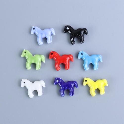 Ювелирный фарфоровый бусины, фарфор, Лошадь, DIY, Много цветов для выбора, 19.40x16.10x16mm, отверстие:Приблизительно 2.1mm, 100ПК/сумка, продается сумка