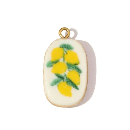 Colgantes de porcelana, acero inoxidable 304, con Porcelana, chapado, Bricolaje, más colores para la opción, pendant size 16-30mm, Vendido por UD