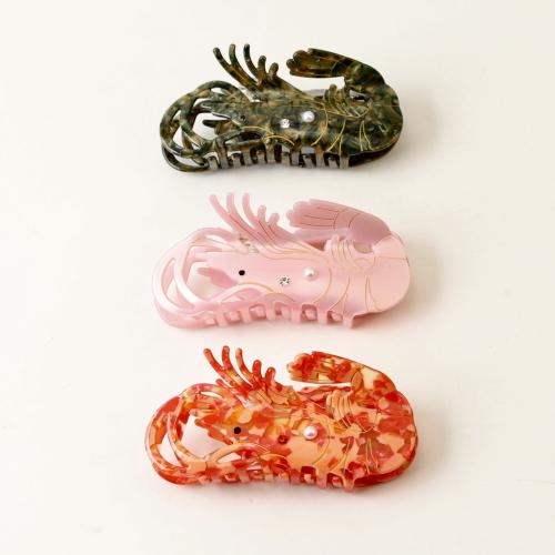 Feuille d'acétate griffes pince à cheveux, avec perle de plastique, homard, fait à la main, bijoux de mode & pour femme & avec strass, plus de couleurs à choisir, 120x50mm, Vendu par PC