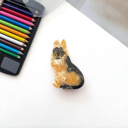 Hoja de acetato Pinza de pico, con aleación de zinc, Perro, Lindo & para mujer, 35x56mm, Vendido por UD