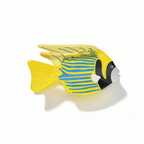 Ацетатный лист Заколка-крабик, Рыба, Милые & Женский, желтый, 100x40x53mm, продается PC