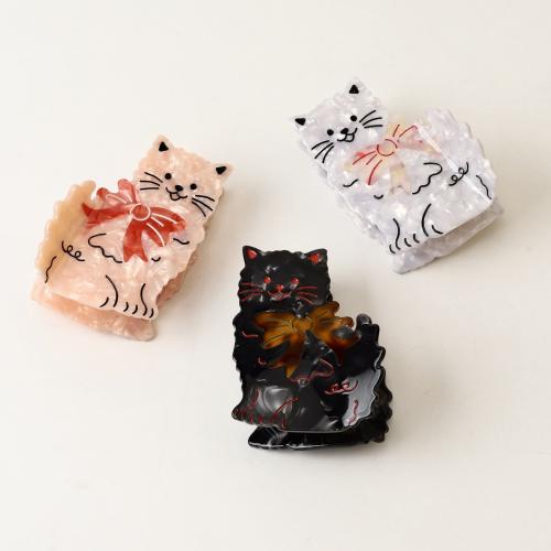 Acetate Hair Claw Clip, Cat, handmade, fashion jewelry & for woman, more colors for choice, 84x60mm, Sold By PC