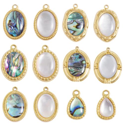 Colgantes de Nácar, acero inoxidable 304, con Nácar, chapado, Bricolaje & diferentes estilos para la opción, 10PCs/Bolsa, Vendido por Bolsa