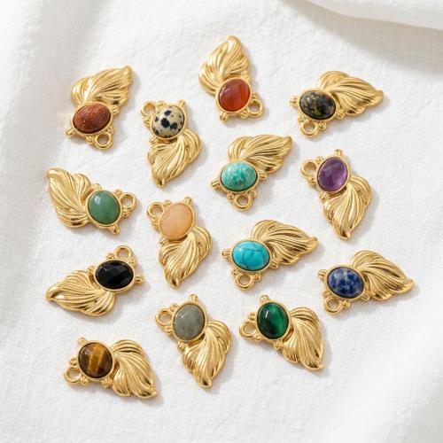 Gemstone Pendants Jewelry, with 304 Stainless Steel, DIY & different materials for choice, 23.20x26mm, Sold By PC